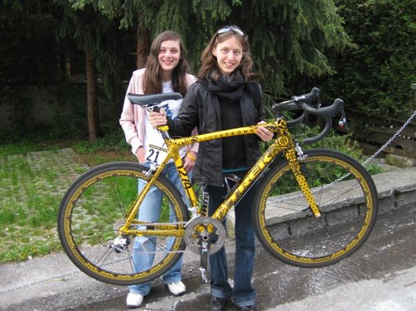 Veronica with Lance's bike