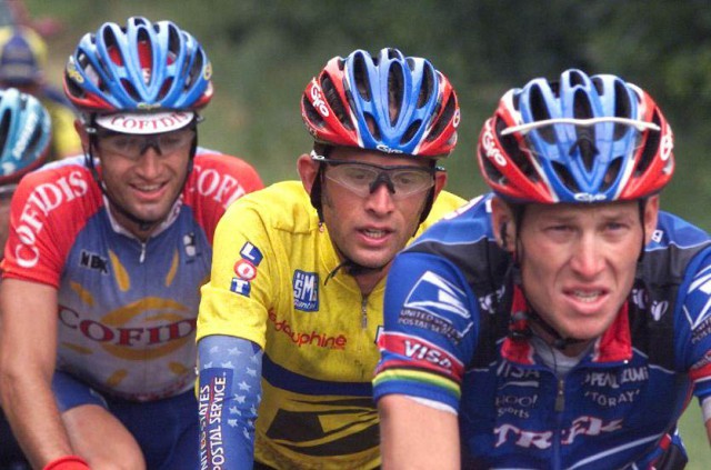 Бобби Джулич, Джонатан Воутерс, Лэнс Армстронг. Критериум ду Дофине Либере 1999. Фото Pascal Pavani, AFP